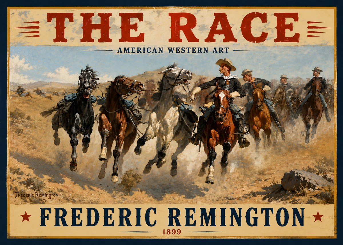 Frederic Remington The Race I No5 - Plakat