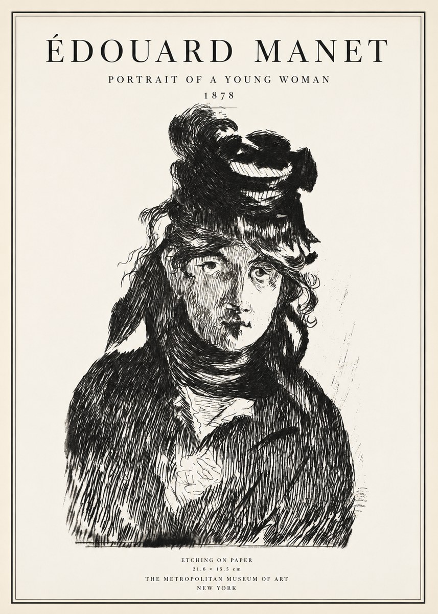 Édouard Manet Portrait of a Young Woman I No1 - Plakat