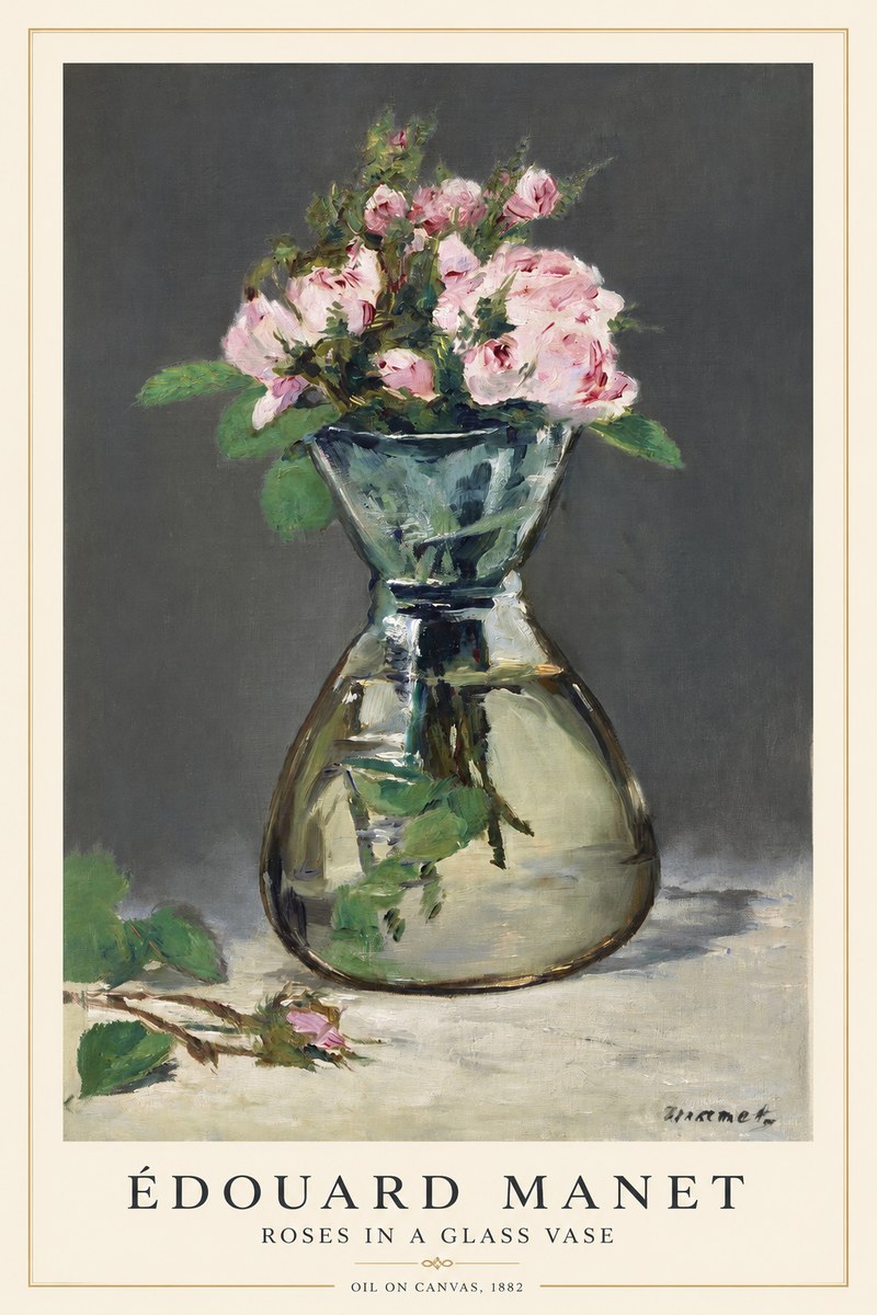 Édouard Manet Roses in a Glass Vase II No1 - Plakat