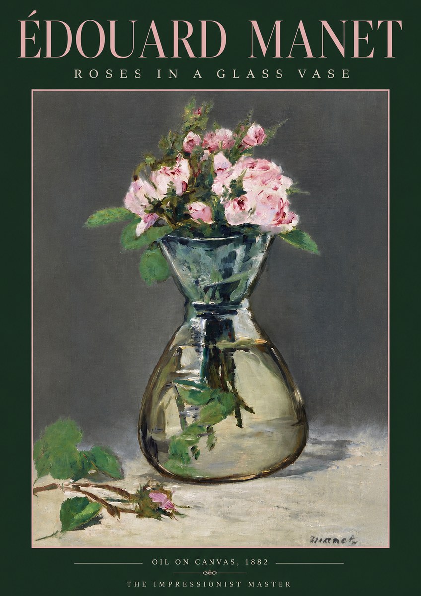 Édouard Manet Roses in a Glass Vase II No3 - Plakat