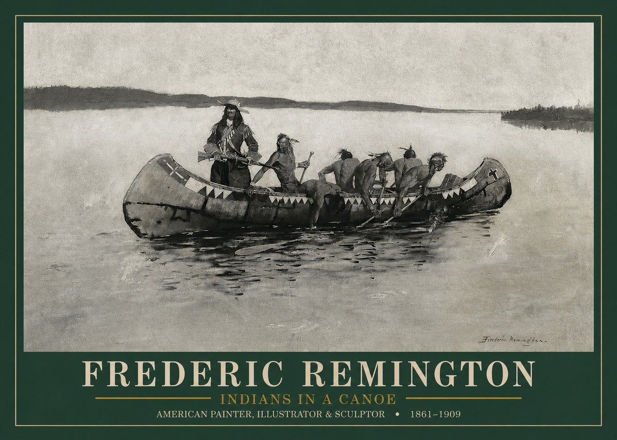 Frederic Remington Indians in a Canoe No3 - Plakat