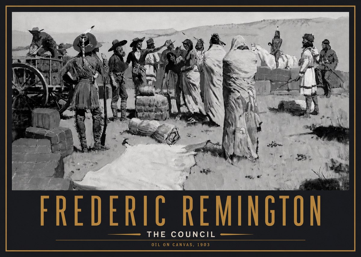 Frederic Remington The Parley No6 - Plakat
