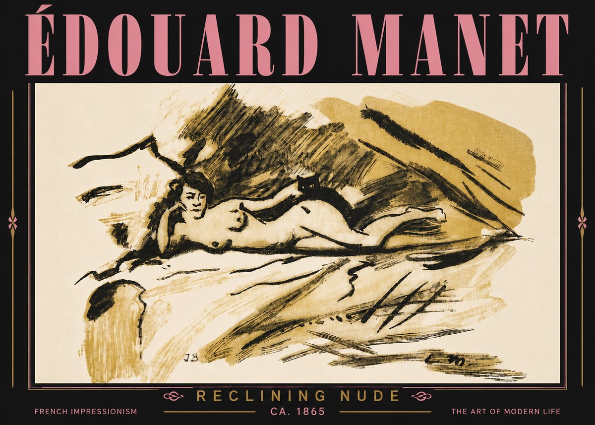 Édouard Manet Reclining Nude No6 - Plakat