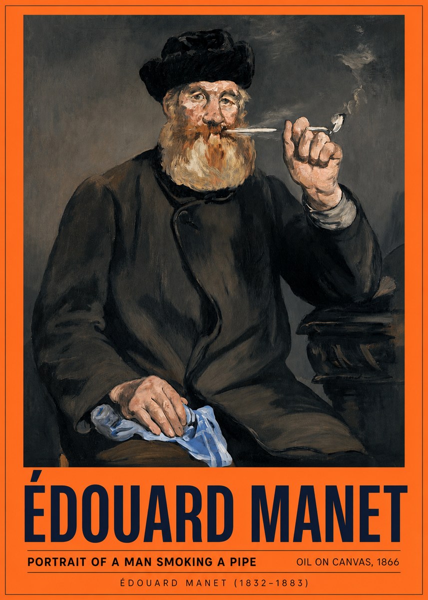 Édouard Manet Portrait of a Man Smoking a Pipe No2 - Plakat