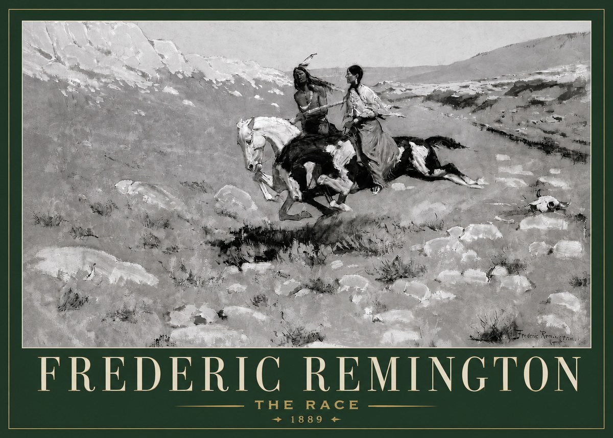 Frederic Remington The Race II No3 - Plakat