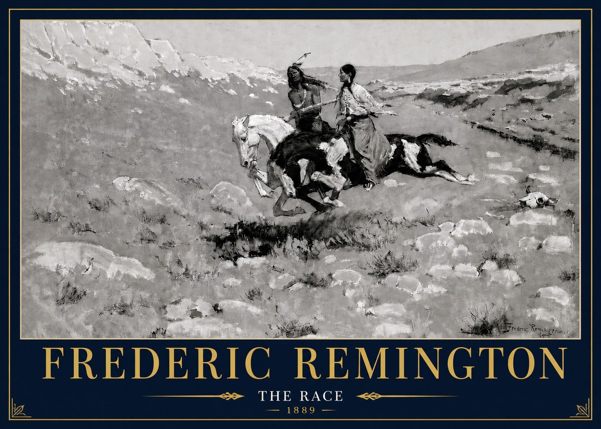 Frederic Remington The Race II No4 - Plakat