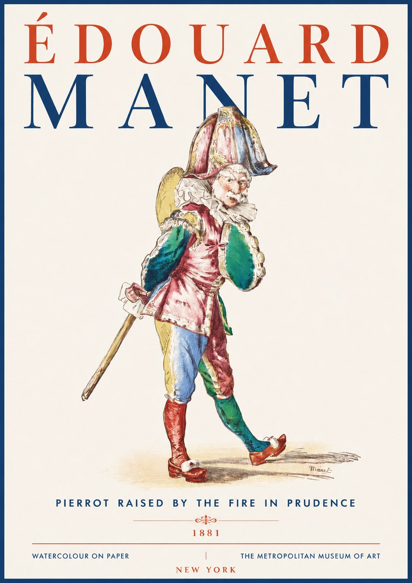 Édouard Manet Pierrot Raised by the Fire in Prudence No5 - Plakat