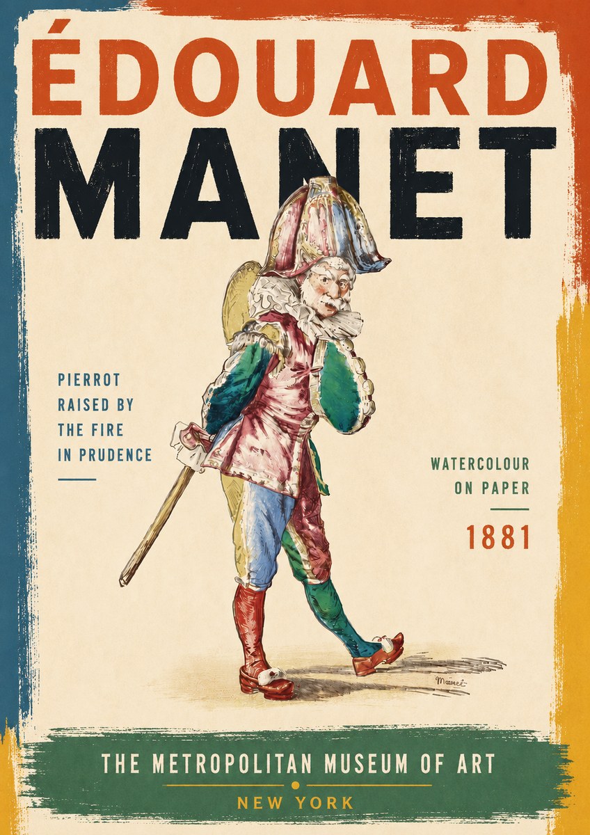 Édouard Manet Pierrot Raised by the Fire in Prudence No6 - Plakat