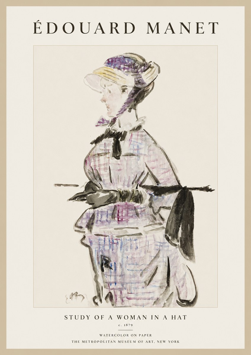 Édouard Manet Study of a Woman in a Hat No1 - Plakat