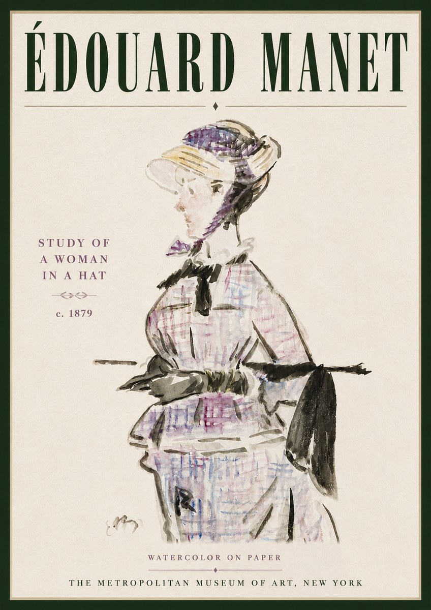 Édouard Manet Study of a Woman in a Hat No5 - Plakat