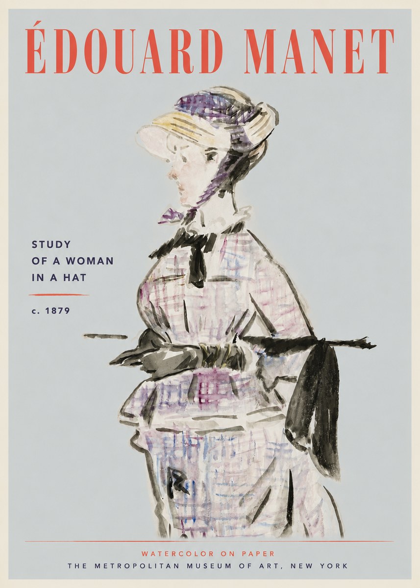 Édouard Manet Study of a Woman in a Hat No6 - Plakat