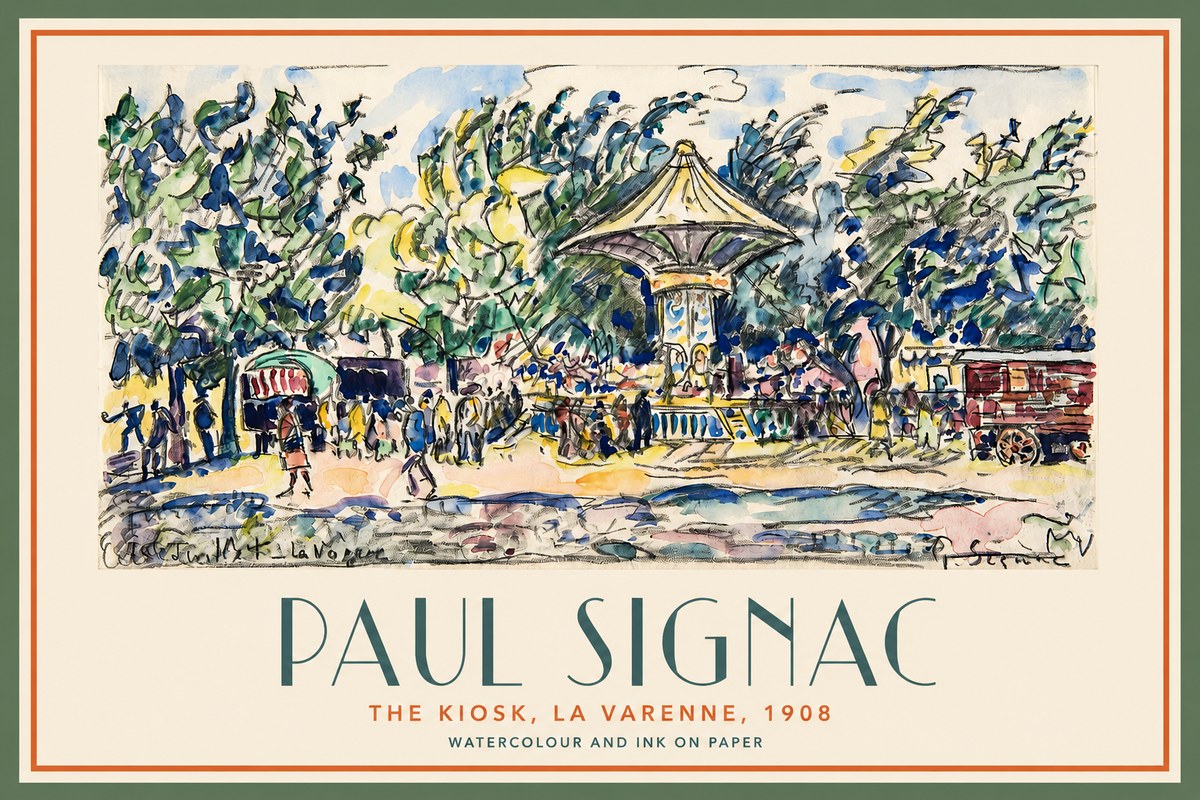 Signac The Kiosk, La Varenne, 1908 No2 - Plakat