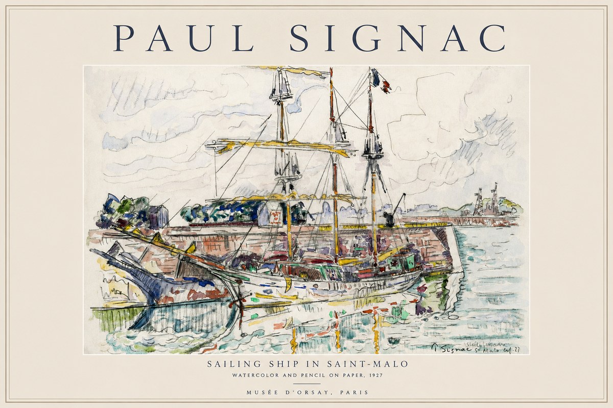 Signac Sailing Ship in Saint-malo No1 - Plakat