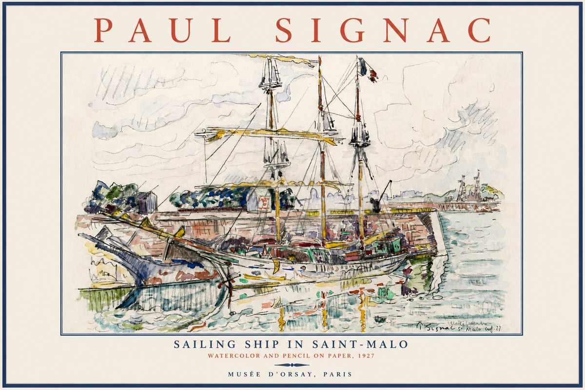 Signac Sailing Ship in Saint-malo No5 - Plakat