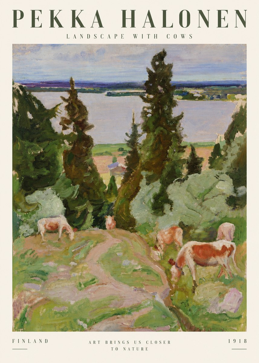 Pekka Halonen Landscape with Cows No4 - Plakat