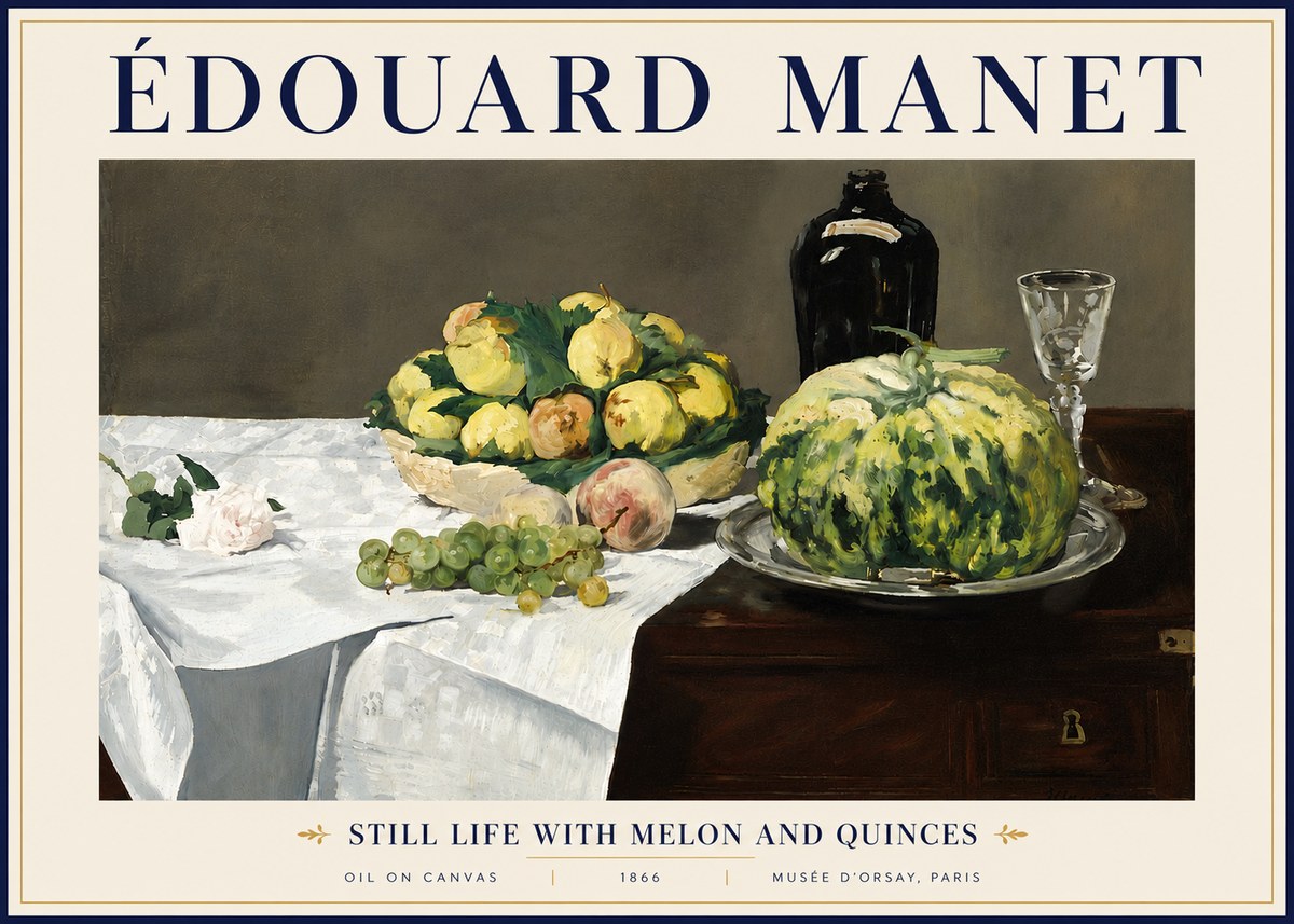 Édouard Manet Still Life with Melon and Quinces No5 - Plakat