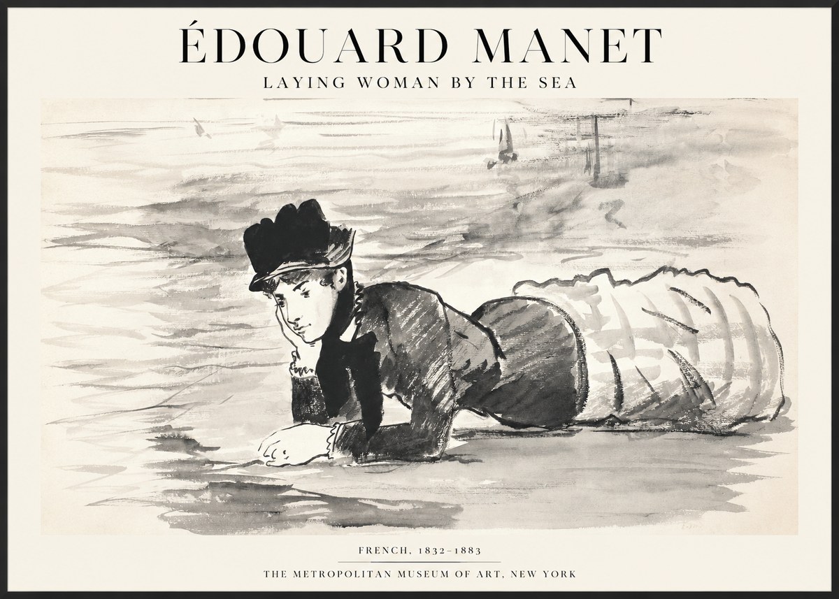 Édouard Manet Laying Woman by the Sea No1 - Plakat