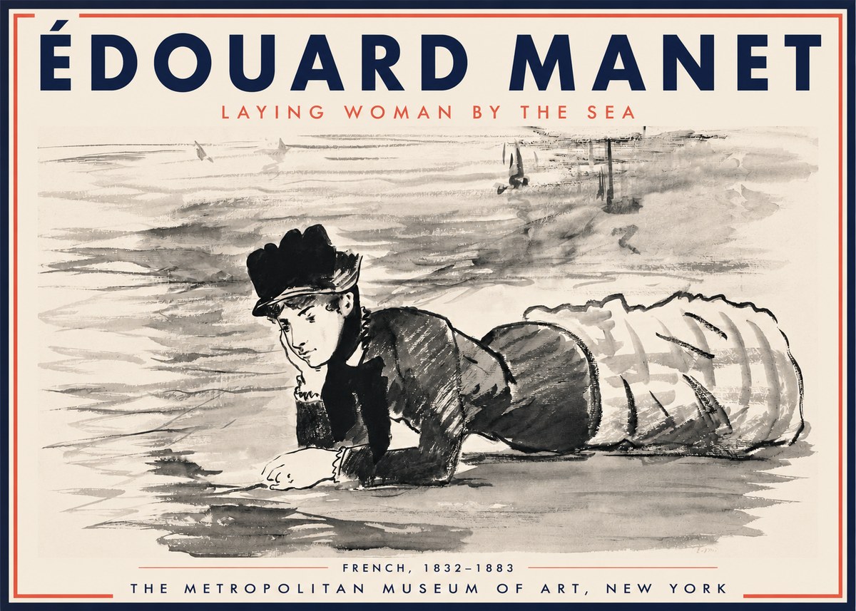 Édouard Manet Laying Woman by the Sea No3 - Plakat