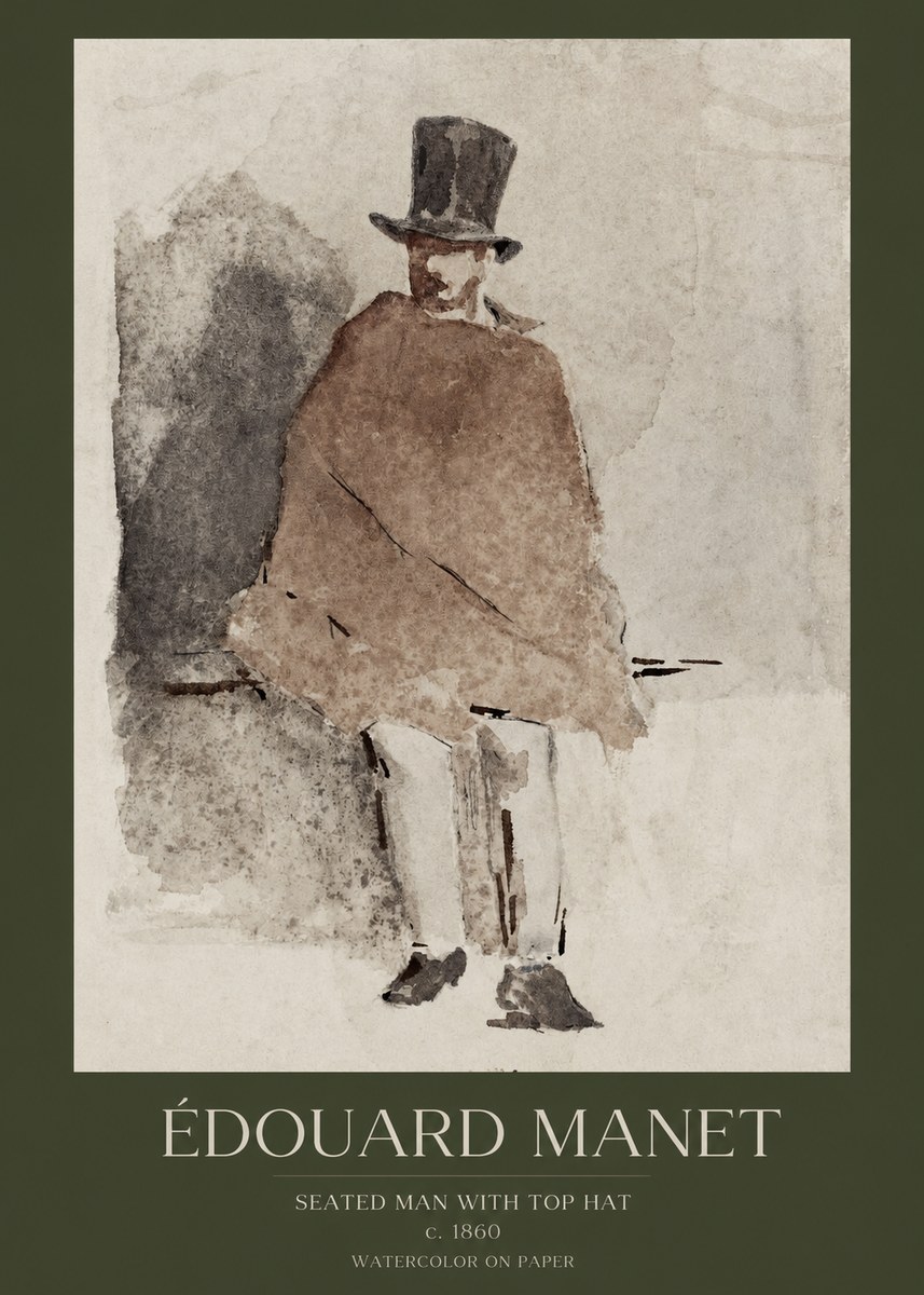 Édouard Manet Seated Man with Top Hat No1 - Plakat