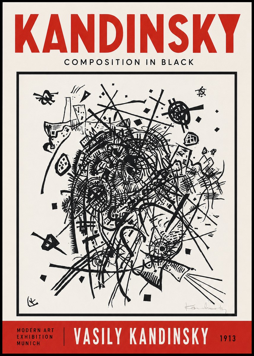 Kandinsky Composition in Black No2 - Plakat