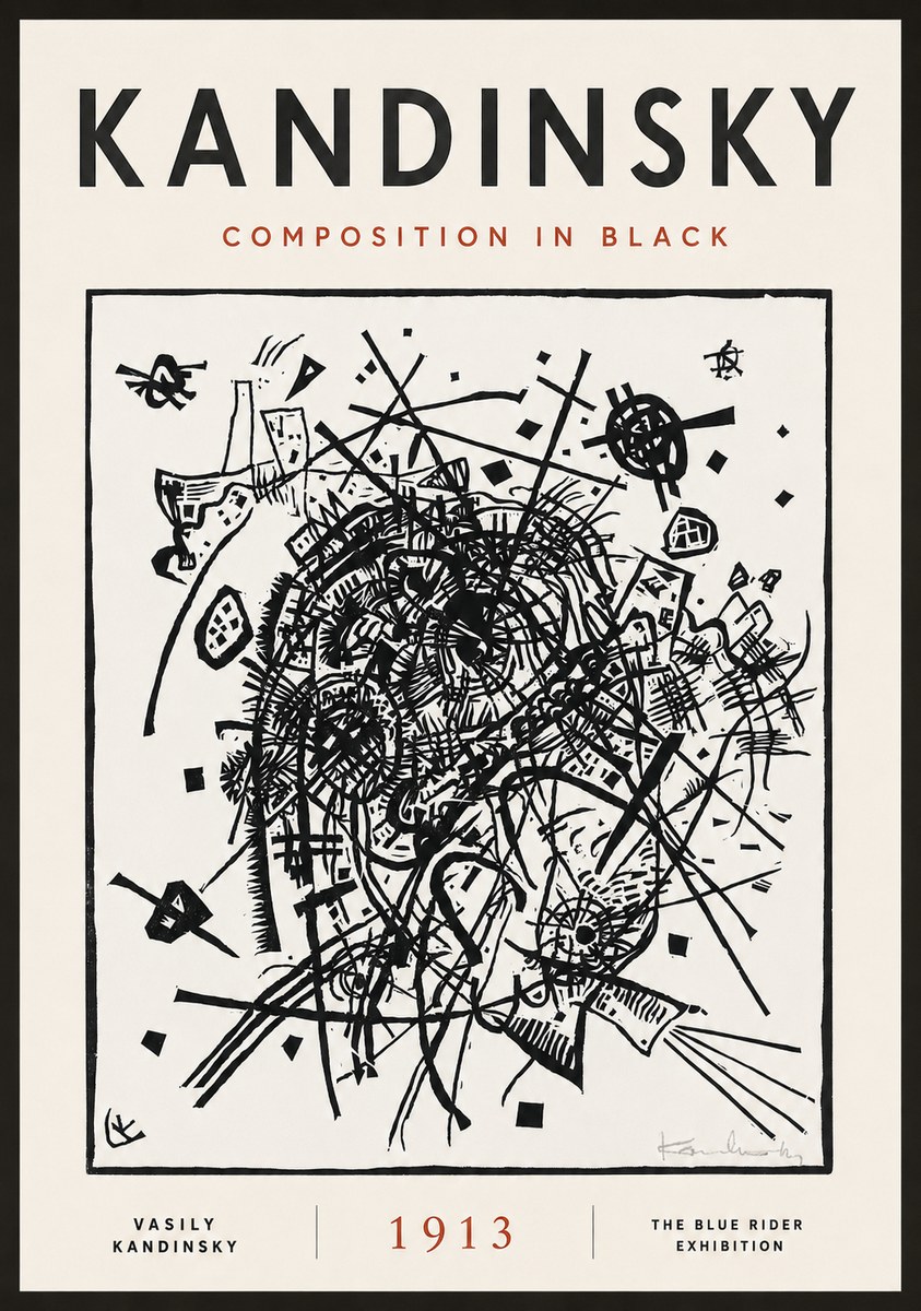 Kandinsky Composition in Black No4 - Plakat