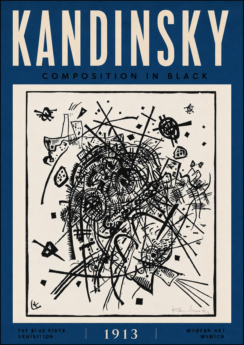 Kandinsky Composition in Black No5 - Plakat