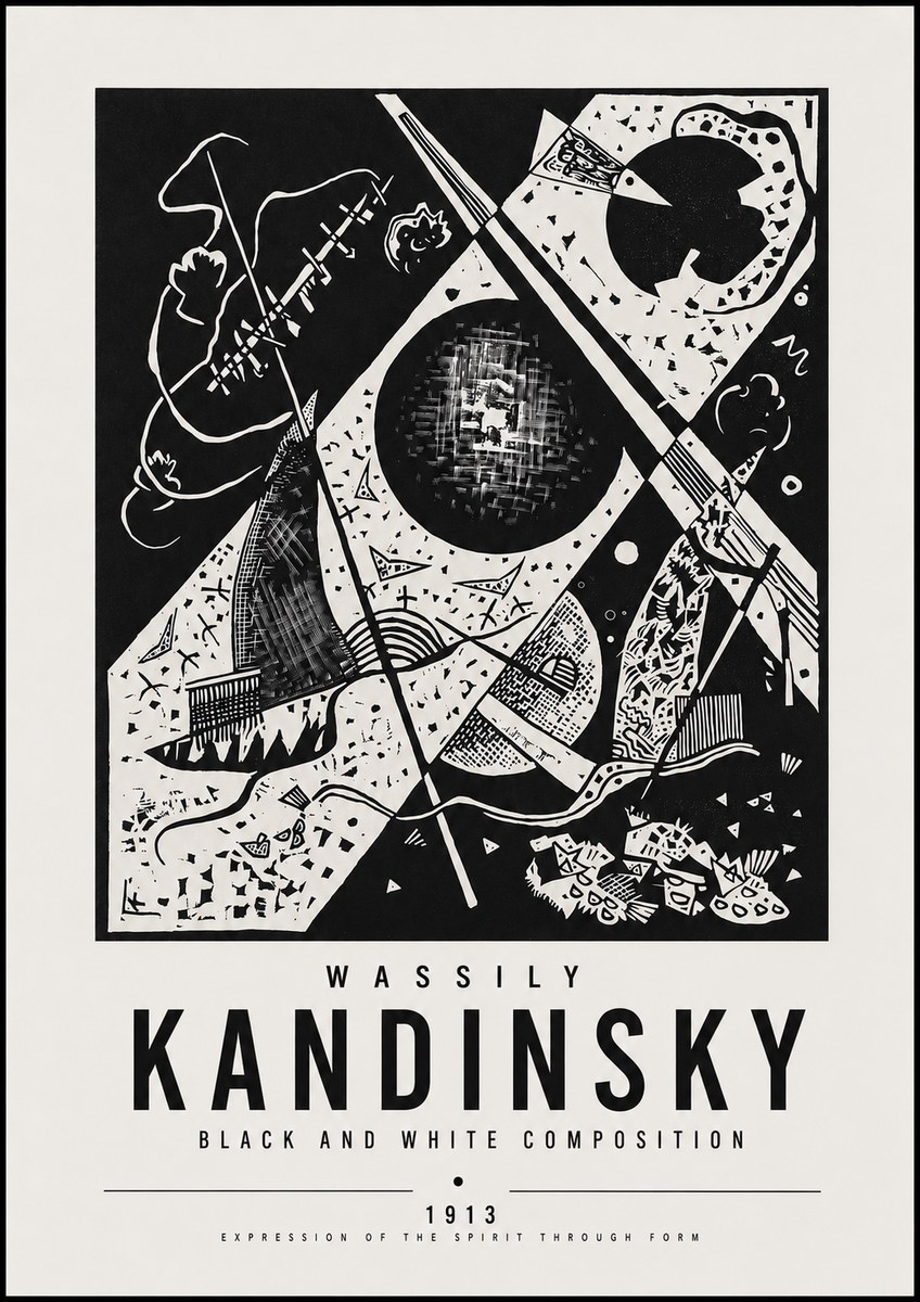 Kandinsky Black and White Composition No5 - Plakat