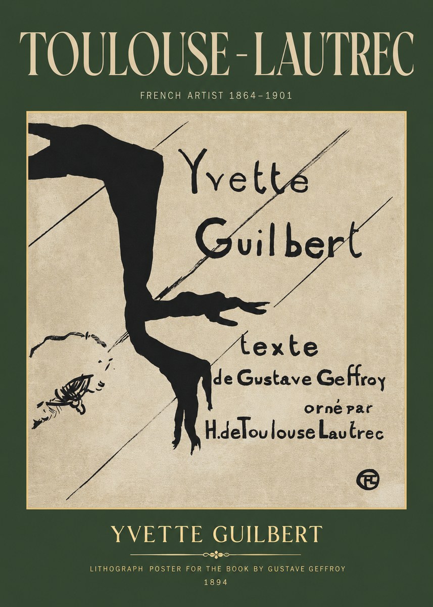 Toulouse-Lautrec Yvette Guilbert No2 - Plakat