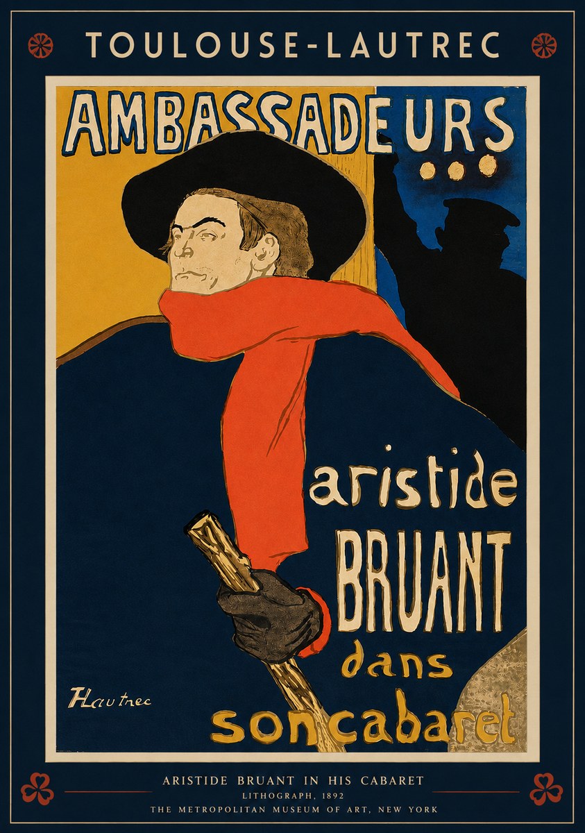 Toulouse-Lautrec Aristide Bruant in His Cabaret I No2 - Plakat