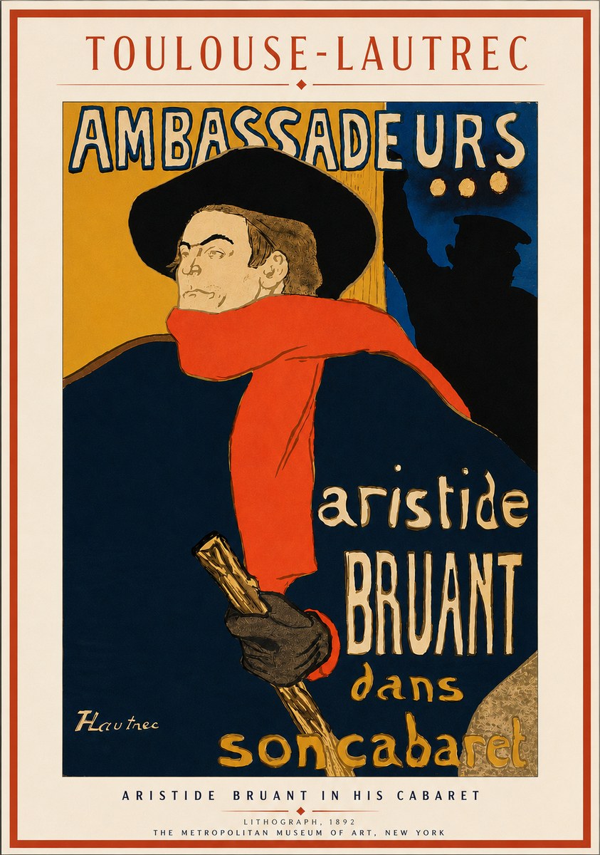 Toulouse-Lautrec Aristide Bruant in His Cabaret I No3 - Plakat