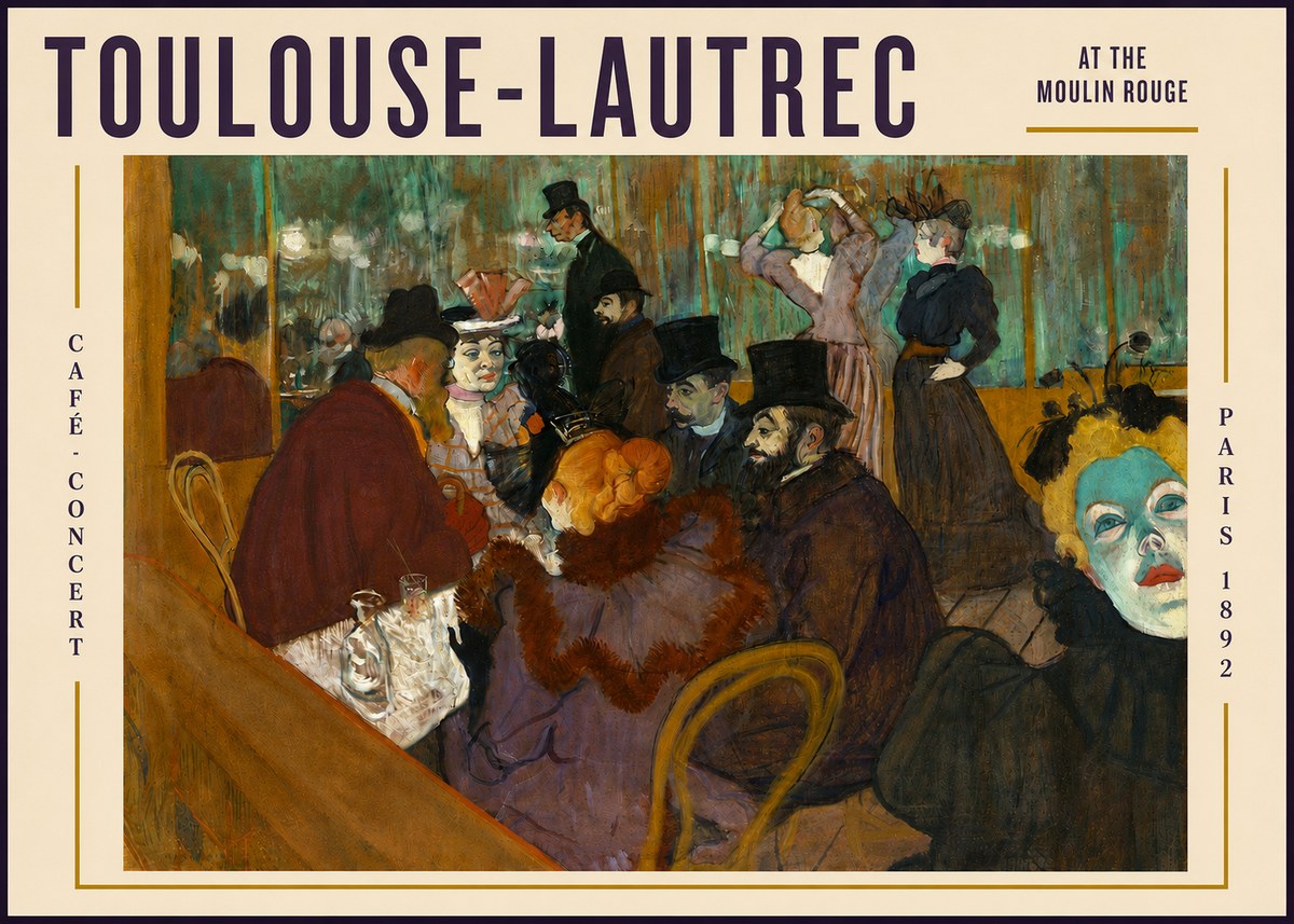 Toulouse-Lautrec At the Moulin Rouge IV No4 - Plakat