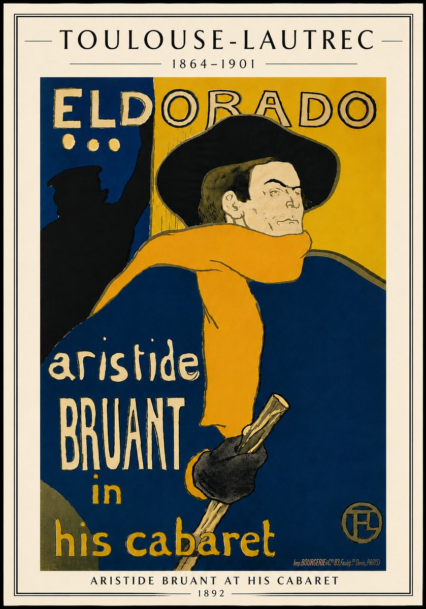 Toulouse-Lautrec Aristide Bruant at His Cabaret No5 - Plakat