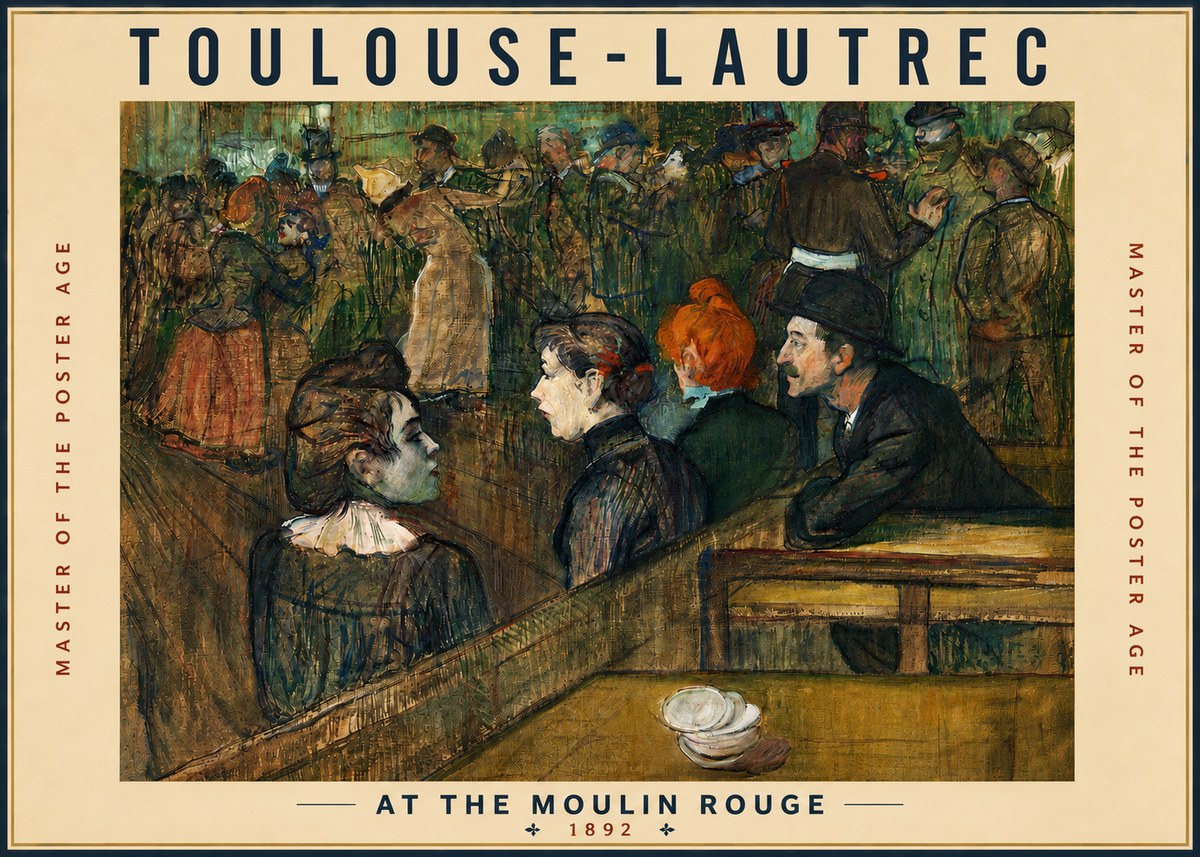 Toulouse-Lautrec At the Moulin Rouge V No4 - Plakat