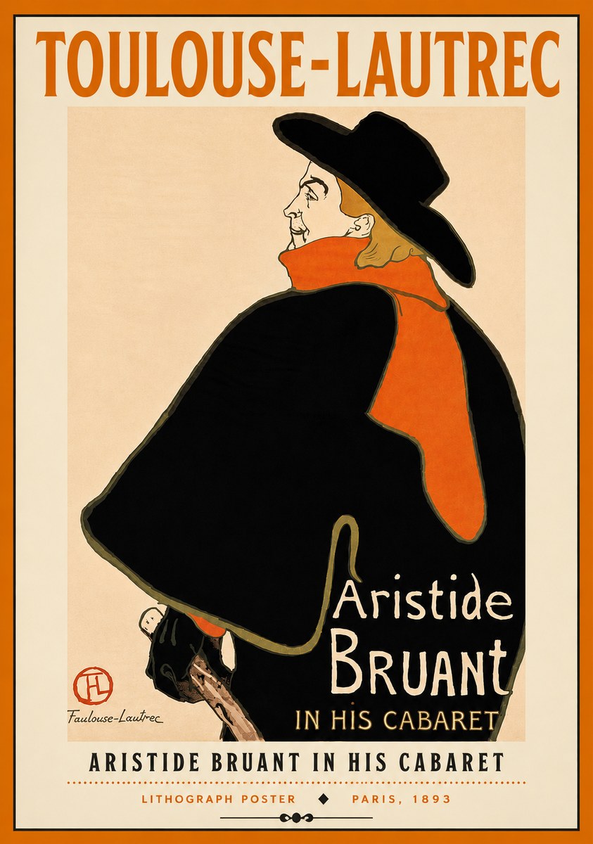 Toulouse-Lautrec Aristide Bruant in His Cabaret II No4 - Plakat