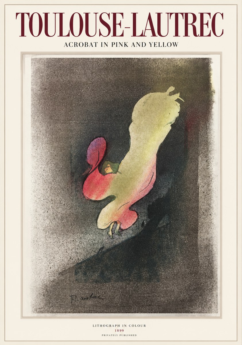 Toulouse-Lautrec Acrobat in Pink and Yellow No1 - Plakat