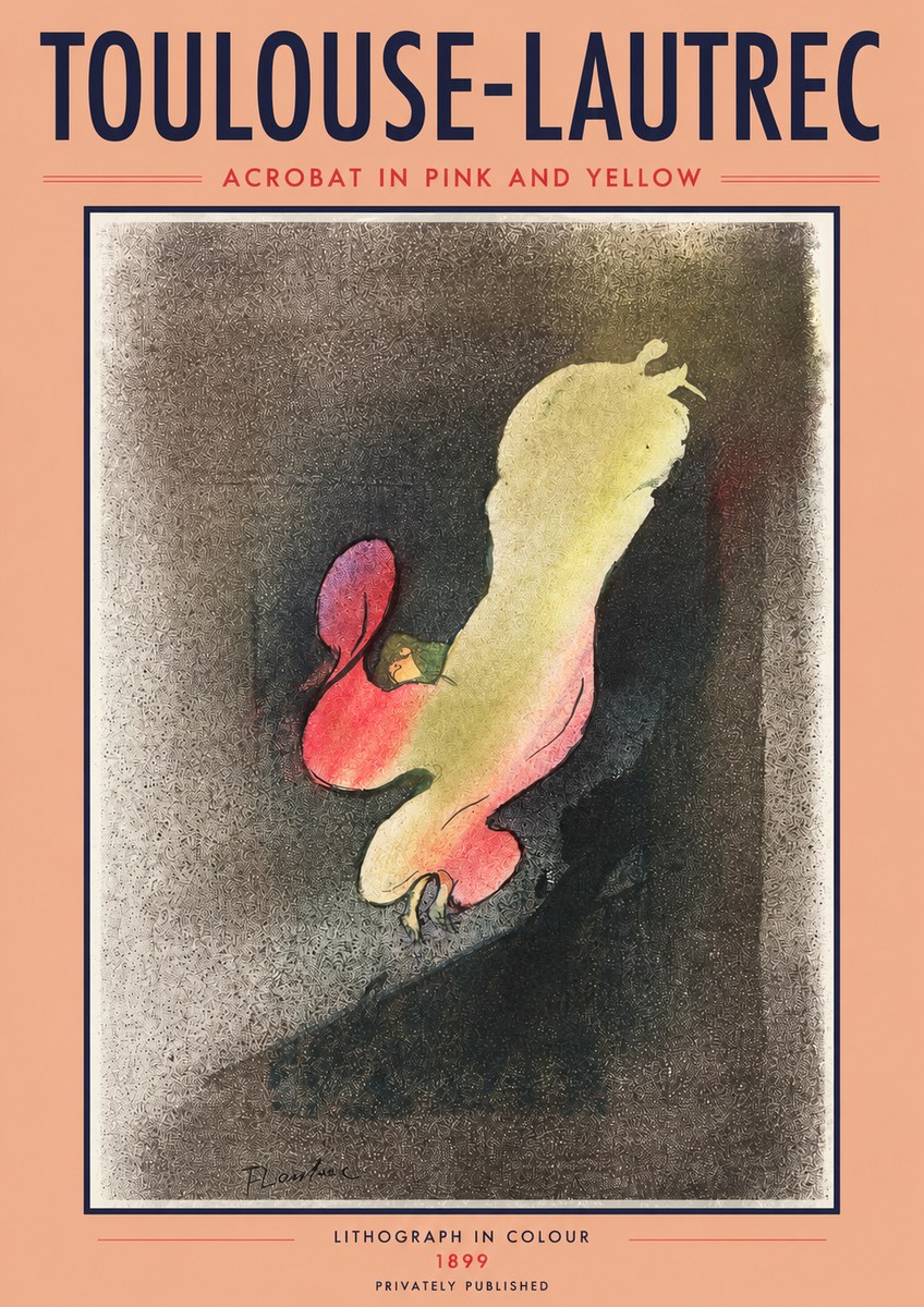 Toulouse-Lautrec Acrobat in Pink and Yellow No2 - Plakat