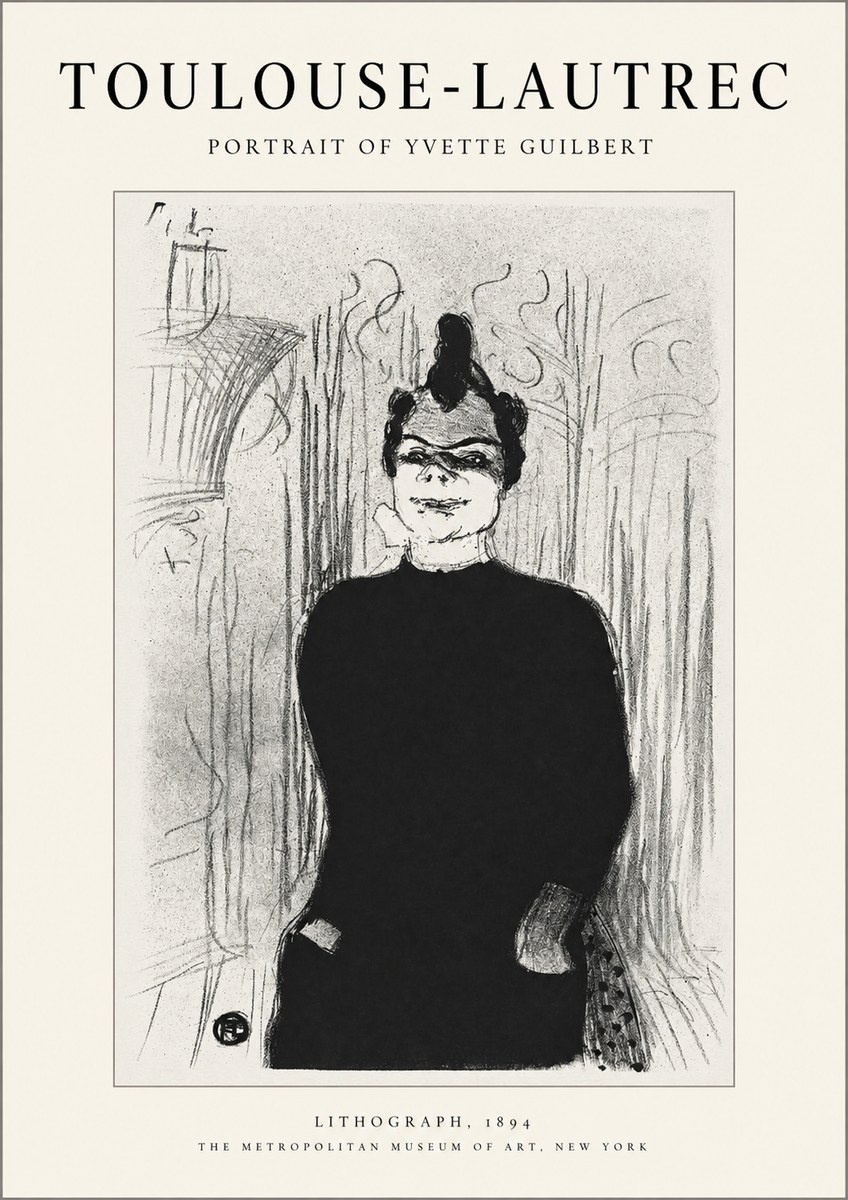 Toulouse-Lautrec Portrait of Yvette Guilbert No2 - Plakat