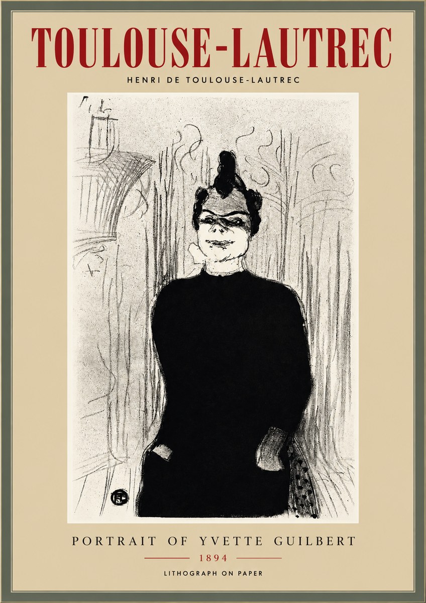 Toulouse-Lautrec Portrait of Yvette Guilbert No3 - Plakat