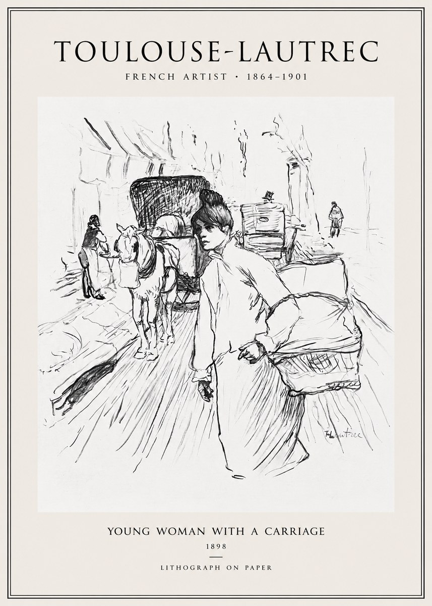 Toulouse-Lautrec Young Woman with a Carriage No1 - Plakat