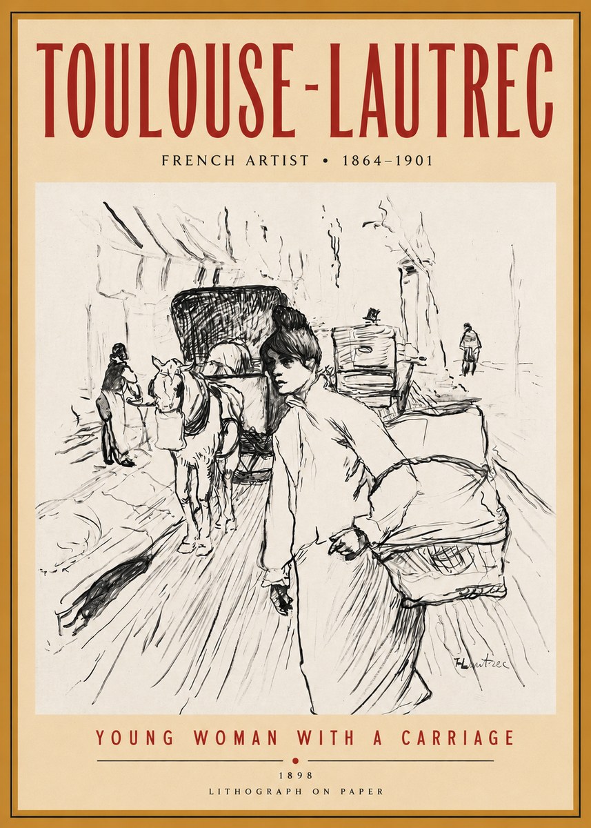 Toulouse-Lautrec Young Woman with a Carriage No3 - Plakat