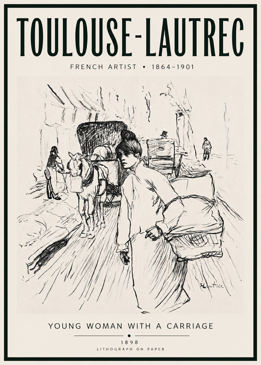 Toulouse-Lautrec Young Woman with a Carriage No4 - Plakat