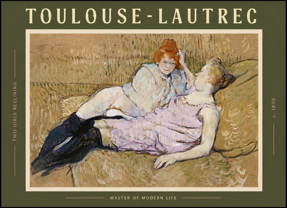 Toulouse-Lautrec Two Girls Reclining No6 - Plakat