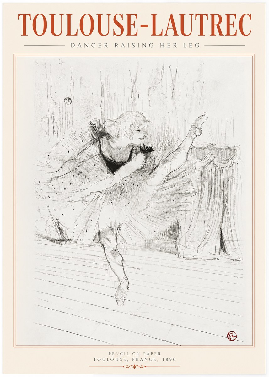 Toulouse-Lautrec Dancer Raising Her Leg No1 - Plakat