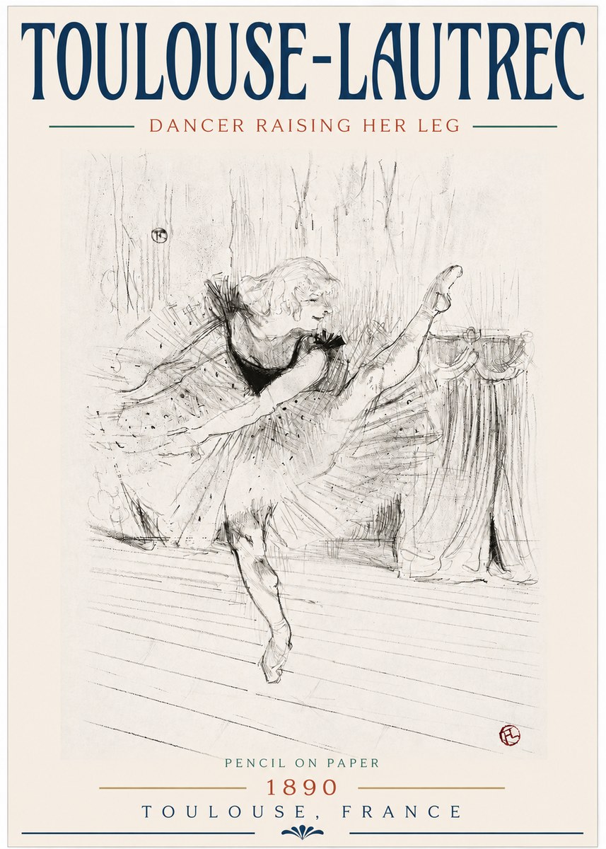 Toulouse-Lautrec Dancer Raising Her Leg No3 - Plakat