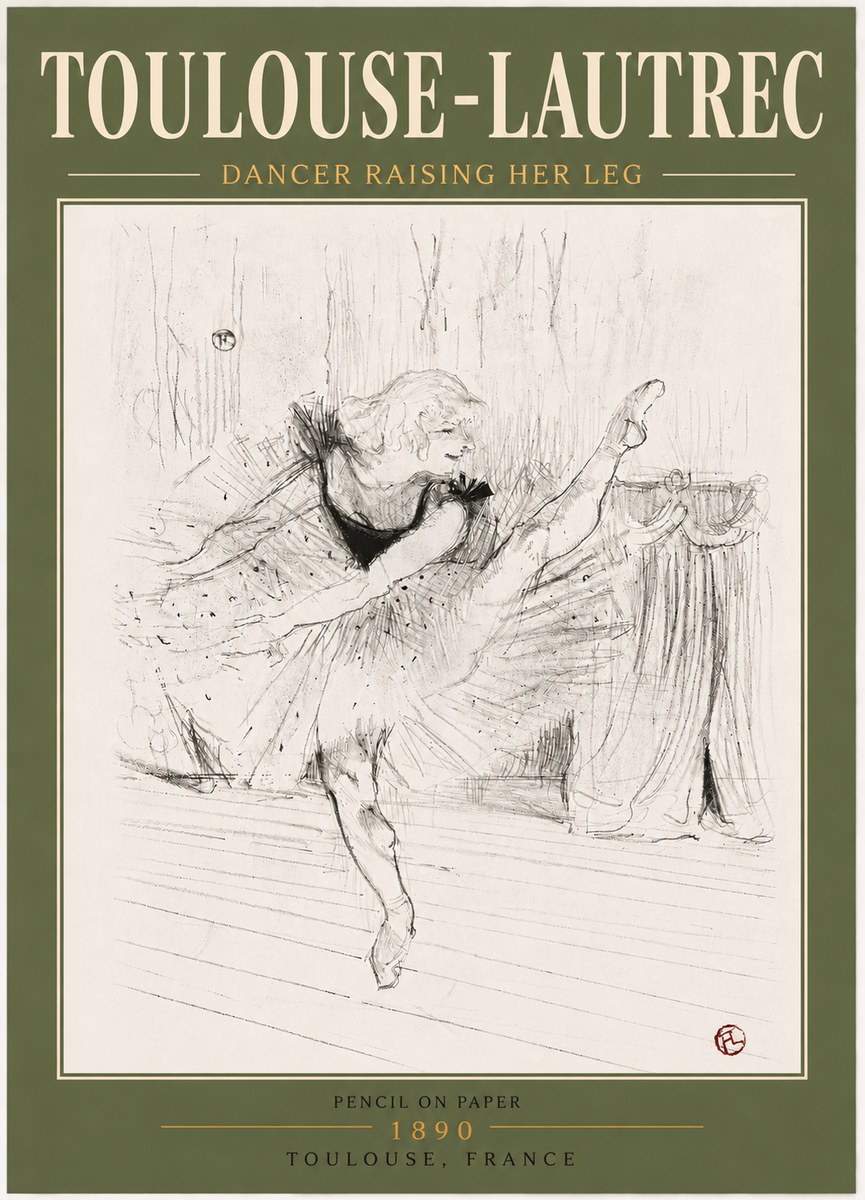 Toulouse-Lautrec Dancer Raising Her Leg No5 - Plakat