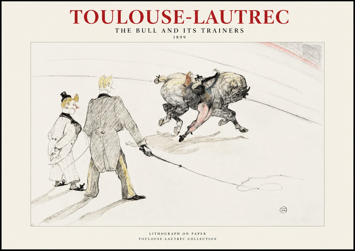 Toulouse-Lautrec The Bull and Its Trainers No1 - Plakat
