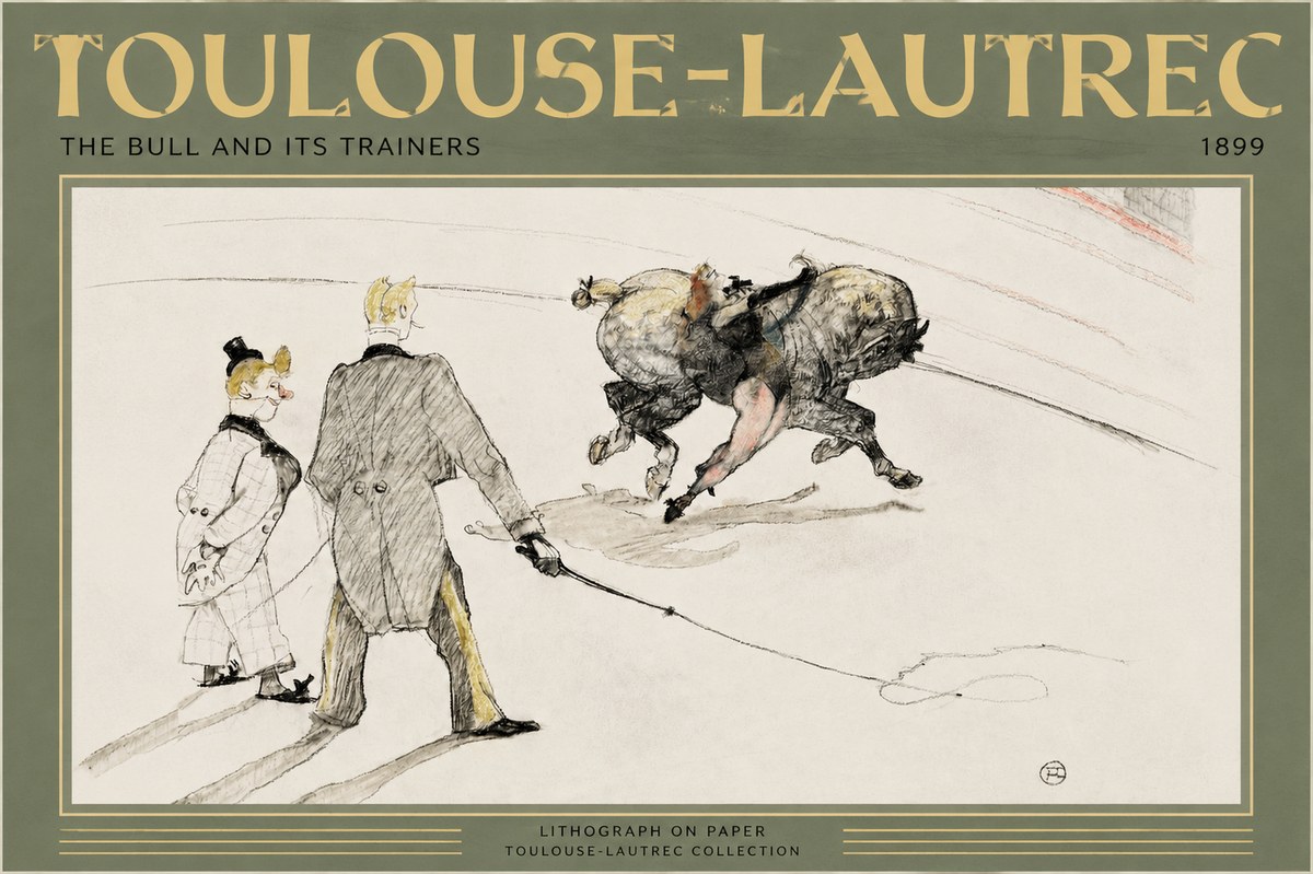 Toulouse-Lautrec The Bull and Its Trainers No2 - Plakat