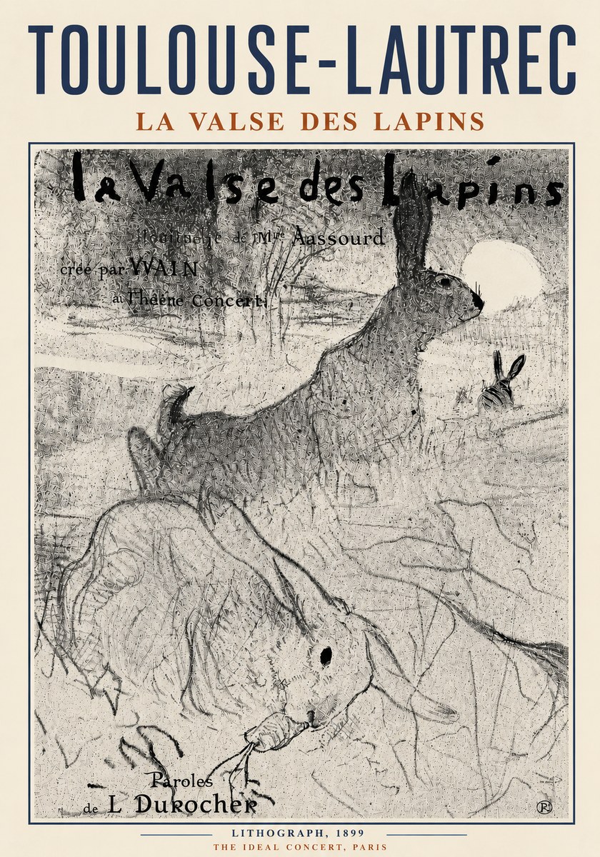 Toulouse-Lautrec La Valse Des Lapins No5 - Plakat