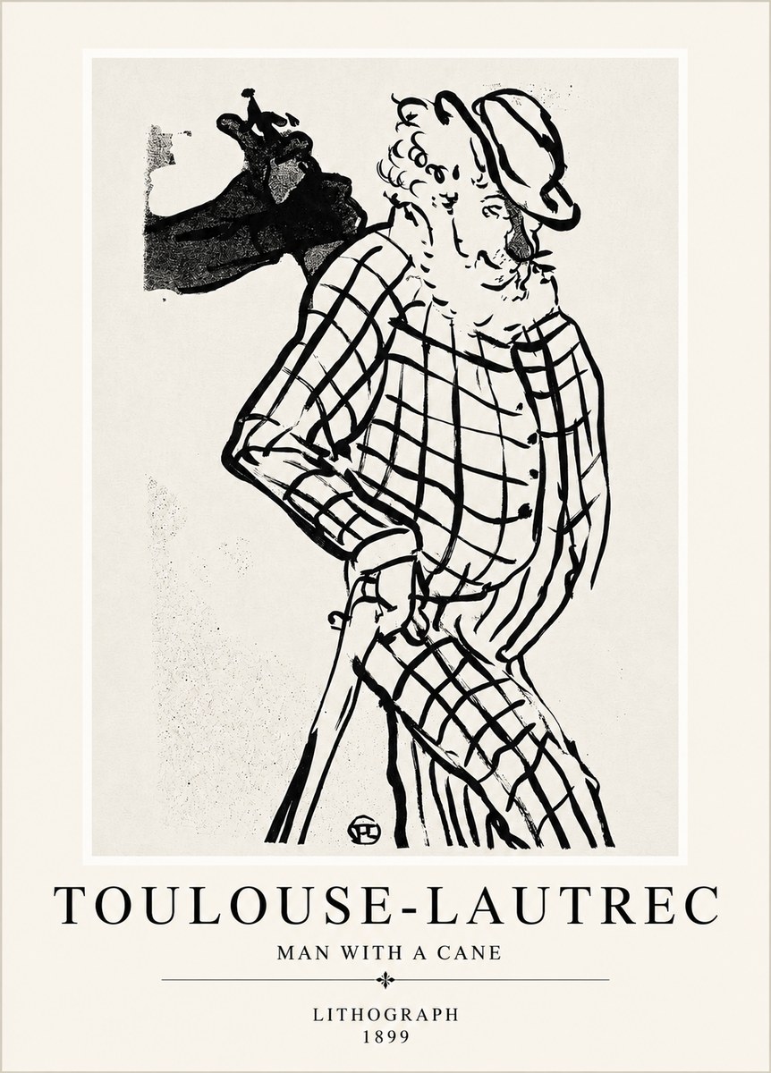 Toulouse-Lautrec Man with a Cane No4 - Plakat
