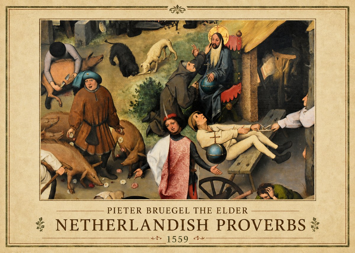 Pieter Bruegel Netherlandish Proverbs IV No1 - Plakat